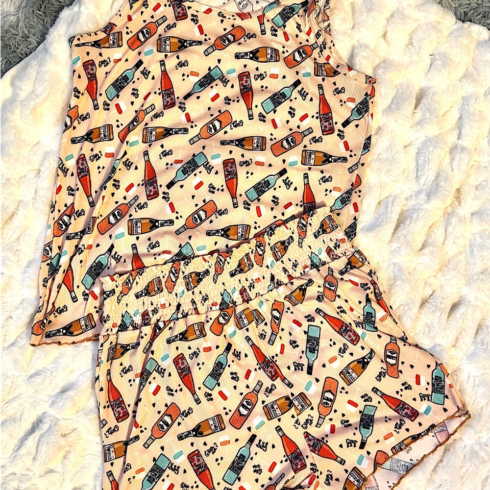 Colorful Wine Print Pajama Set